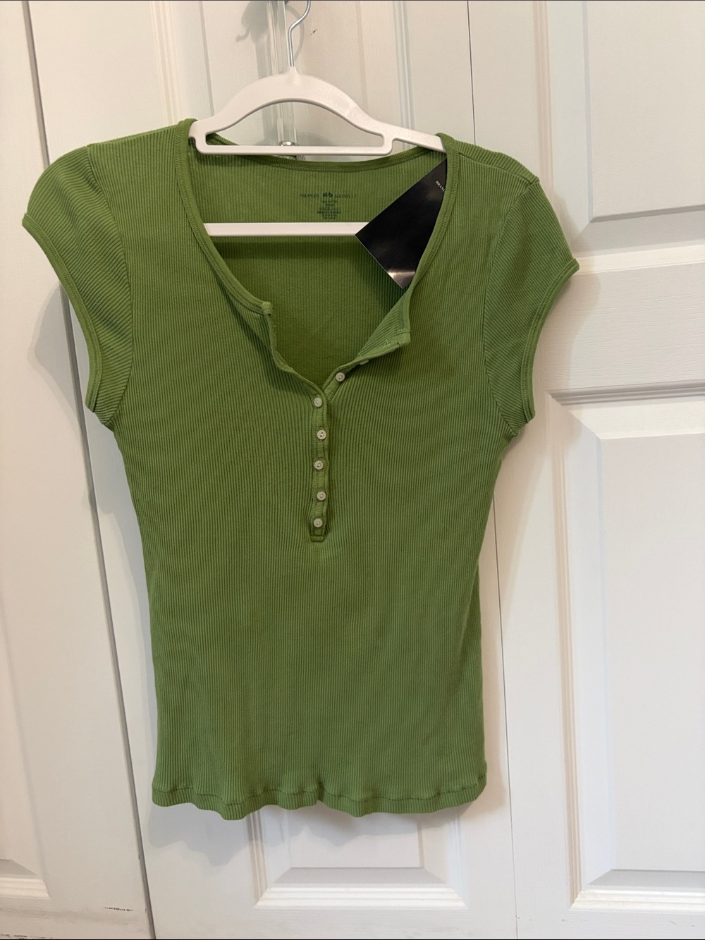 BNWT Brandy Melville matcha Green Ribbed Henley top